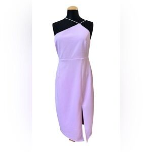 NWT Lulus Olia Lavender Asymmetrical Halter Midi Dress Lilac Size L